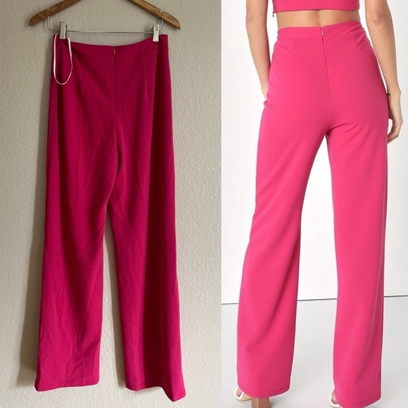 Pink Wide-Leg High Waist Trouser Pant NWOT - Picture 3 of 7